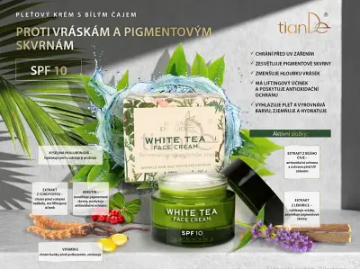 TianDe Pleťový krém s bielym čajom, 50 g, tiande recenzie, tiande altai, tiande kozmetika, bylinne vlozky, pravda o tiande