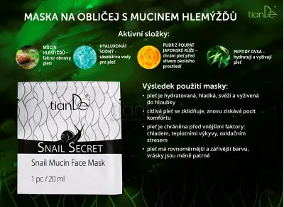 TianDe Maska na tvár so slimačím mucínom, tiande, recenzia, vlozky, kozmetika, online office